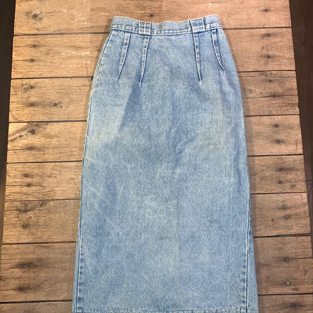 Forenza Vintage 80’s 90’s Denim Pleated Pencil Skirt 100% Cotton Size XS